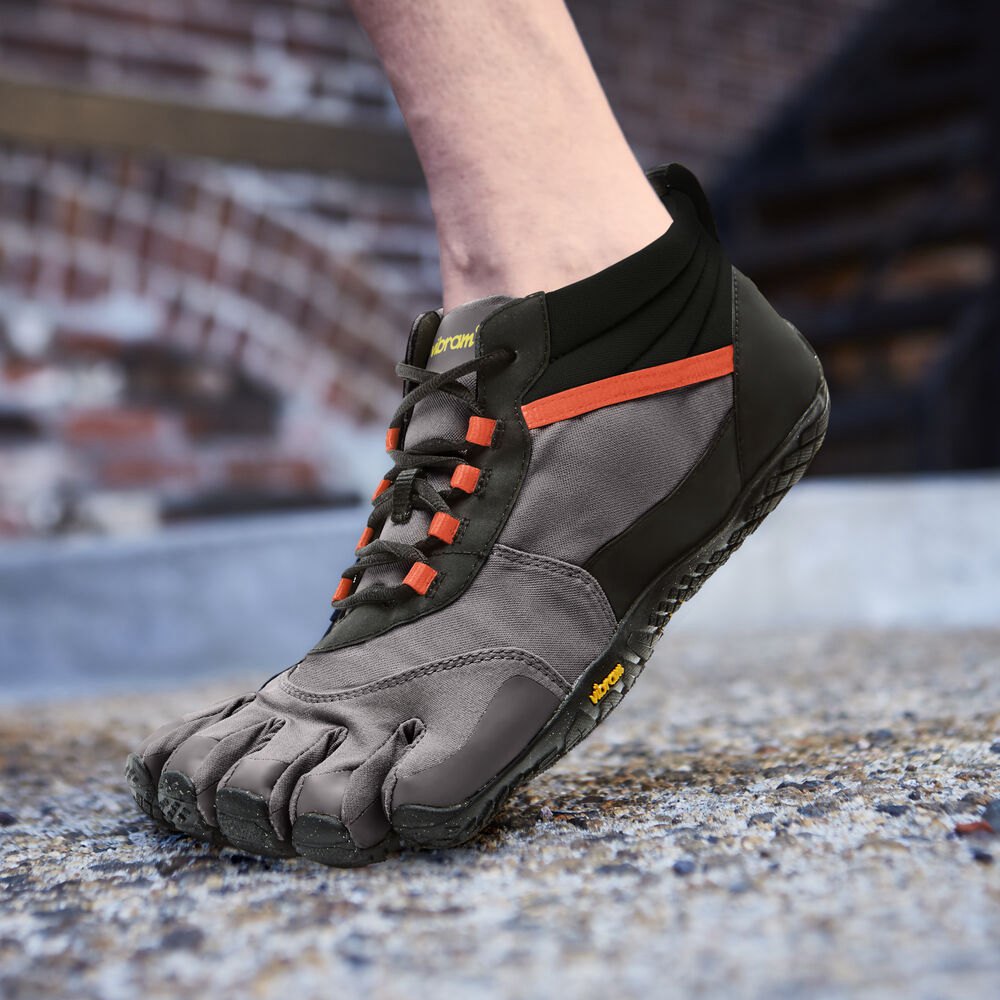 Vibram Five Fingers Mens V-Trek Insulated - Barefoot Shoes Black/Grey/Red - VLA129753